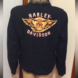 Harley Davidson Black 100% Cotton Motorcycle Jacket Women’s size medium